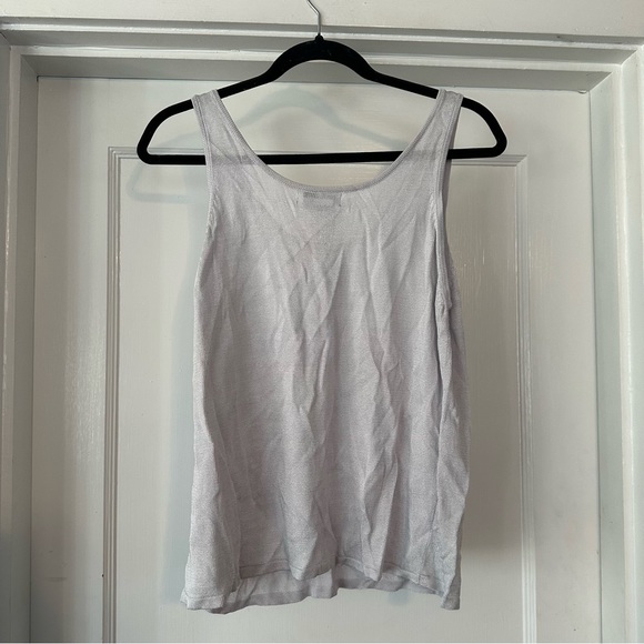 Compositions New York Tank Top Womens Medium Silver Knit Rayon Top Scoop Neck - Picture 2 of 6